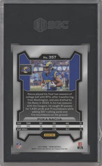 Puka Nacua from the 2023 Panini Prizm set graded by SGC and given an overall grade of 9.