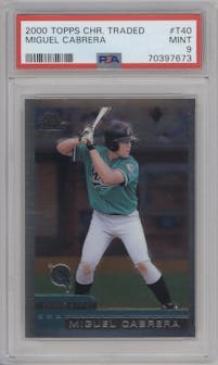 Miguel Cabrera from the 2000 Topps Chrome Traded set graded by PSA and given an overall grade of 9.