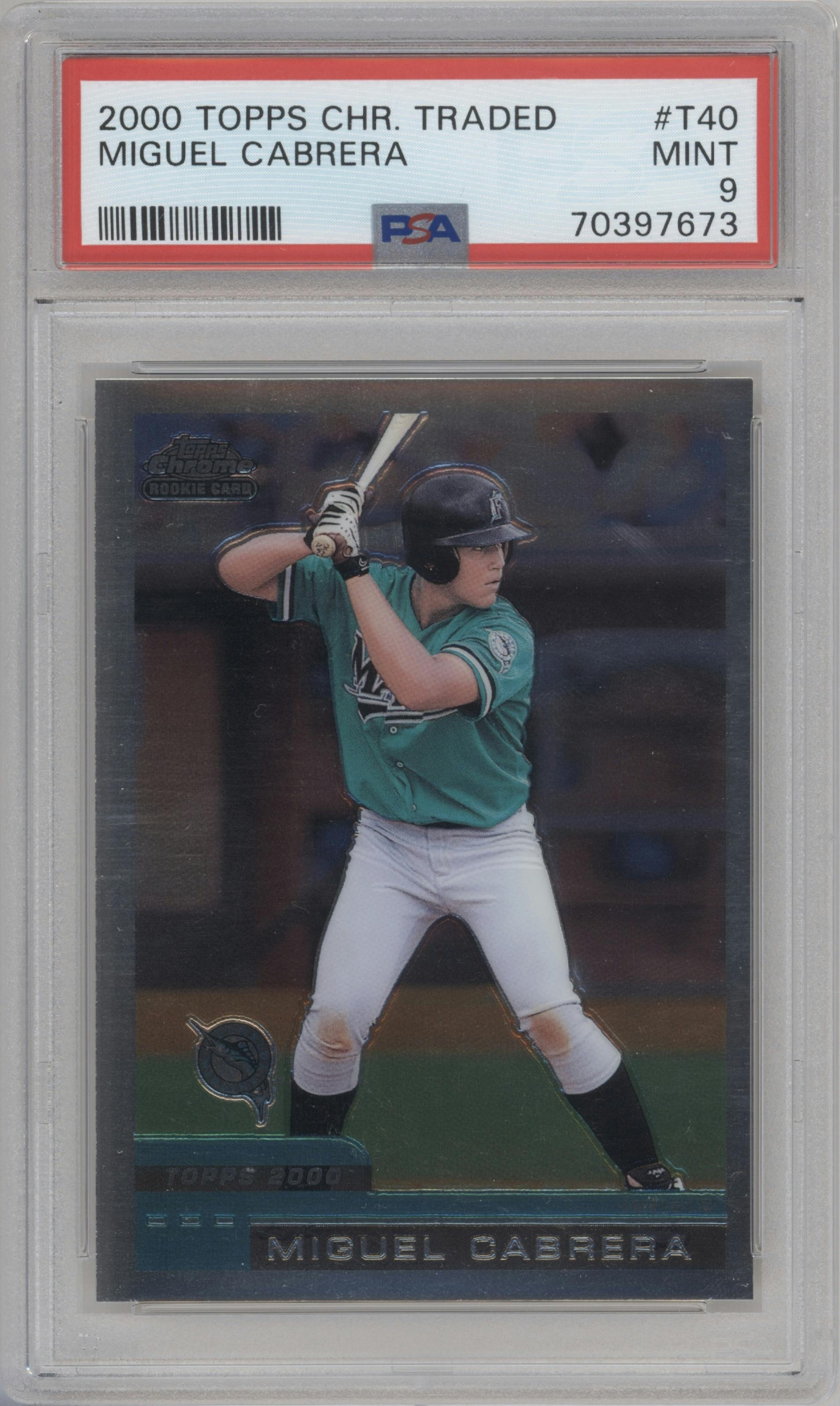 Miguel Cabrera from the 2000 Topps Chrome Traded set graded by PSA and given an overall grade of 9.