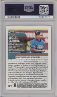 Miguel Cabrera from the 2000 Topps Chrome Traded set graded by PSA and given an overall grade of 9.