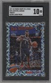 Zion Williamson from the 2019-20 Panini Hoops Premium Stock set featuring a Silver Laser parallel graded by SGC and given an overall grade of 10.