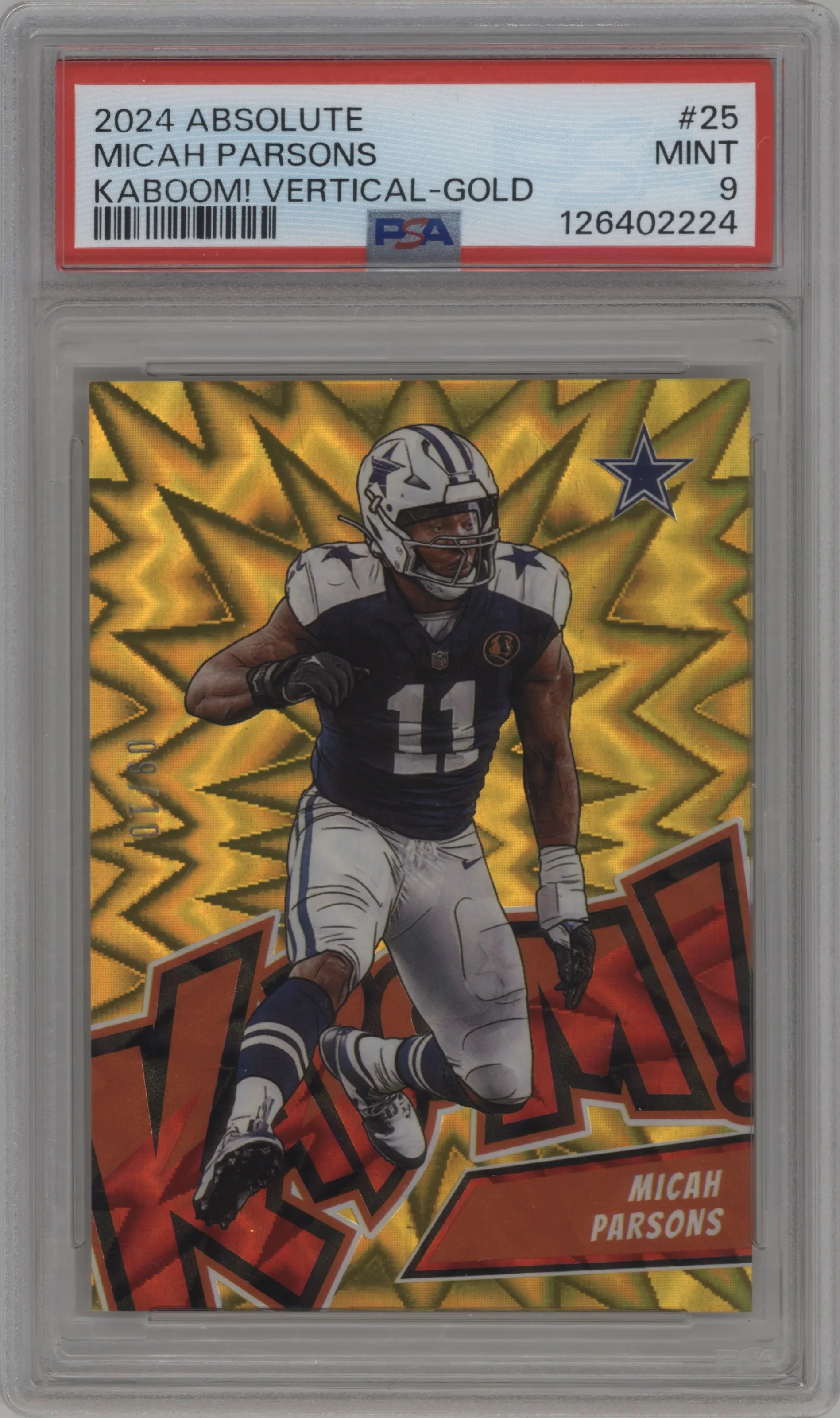 2024 Panini Absolute Kaboom Vertical Micah Parsons Gold #25 PSA 9