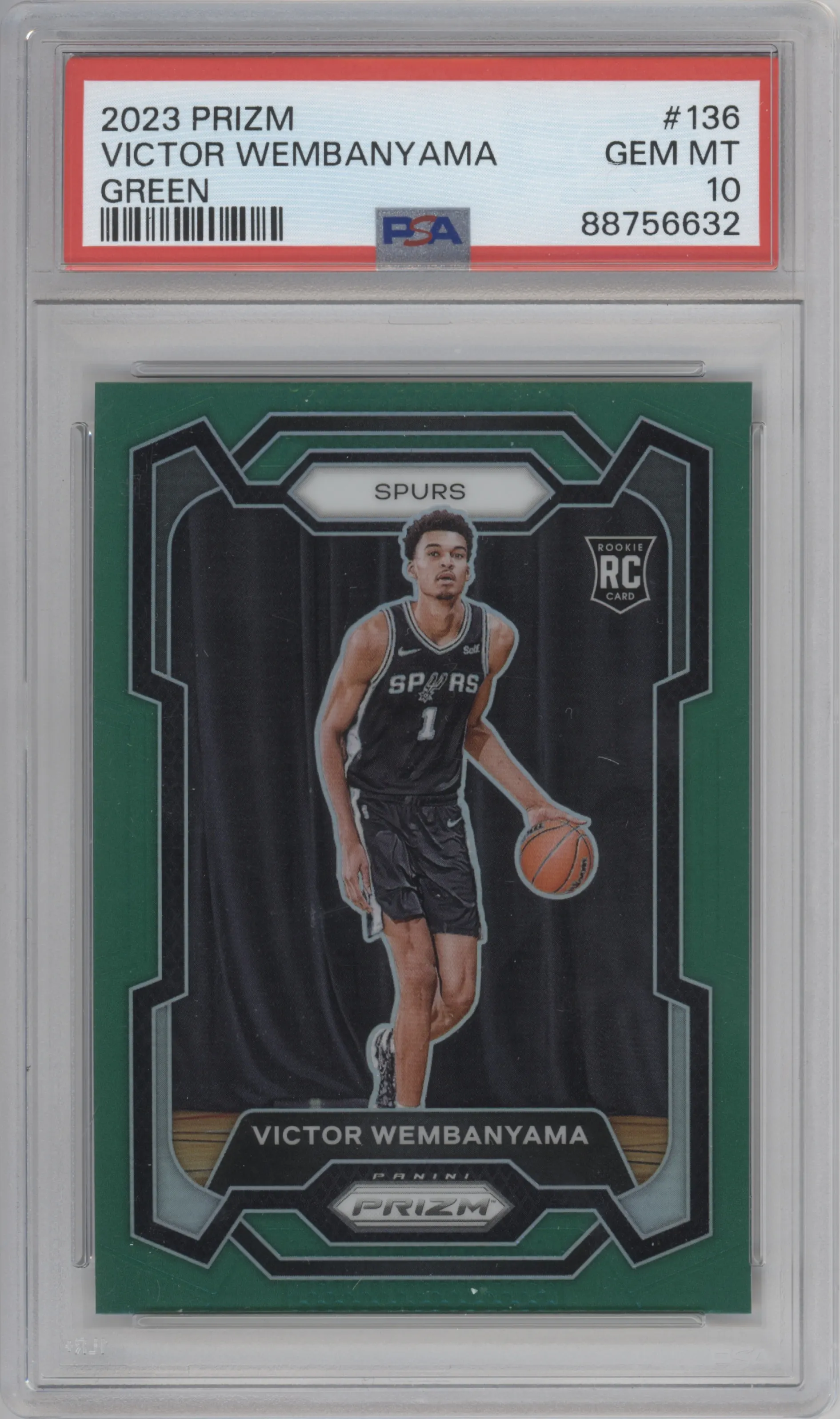 2023 Panini Prizm Victor Wembanyama Green Prizm #136 PSA 10
