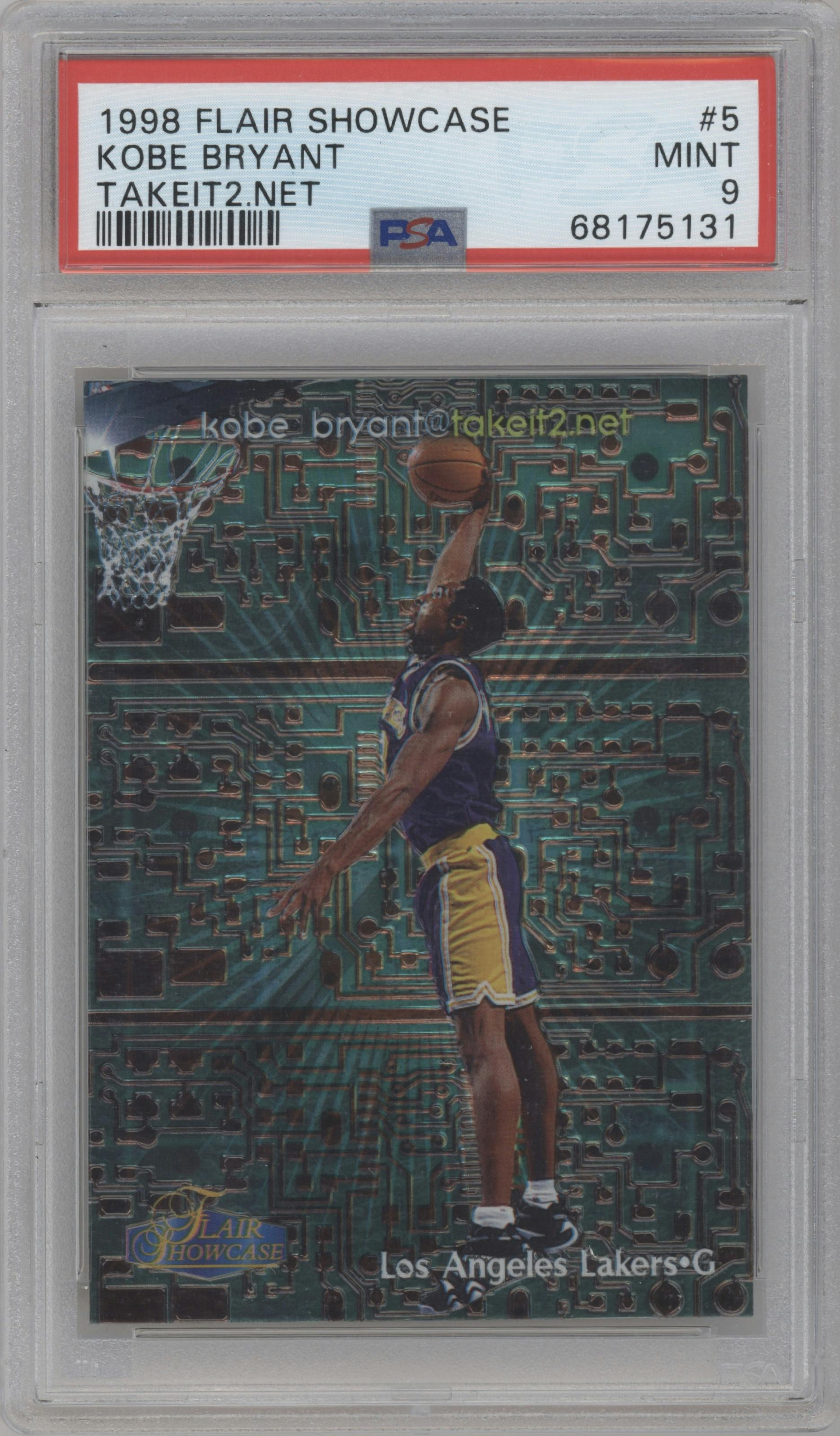 Kobe Bryant from the 1998-99 Flair Showcase set graded by PSA and given an overall grade of 9.
