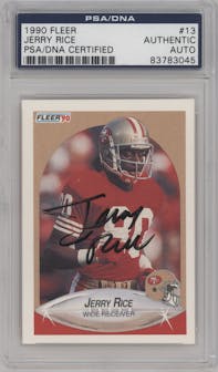 Jerry Rice from the 1990 Fleer set graded by PSA and given an overall grade of 0.