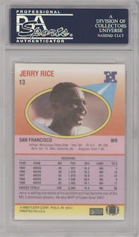 Jerry Rice from the 1990 Fleer set graded by PSA and given an overall grade of 0.