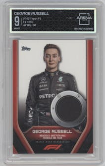 George Russell from the 2022 Topps F1 set graded by Arena Club and given an overall grade of 9.