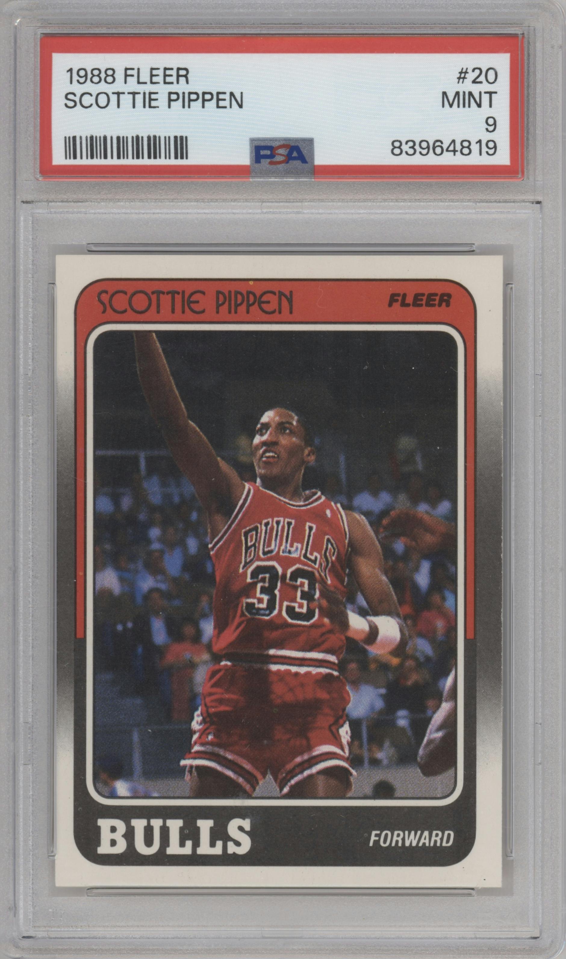 Scottie Pippen from the 1988-89 Fleer set graded by PSA and given an overall grade of 9.
