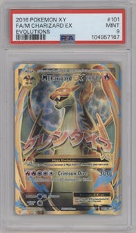 M Charizard EX from the 2016 Pokemon XY set graded by PSA and given an overall grade of 9.