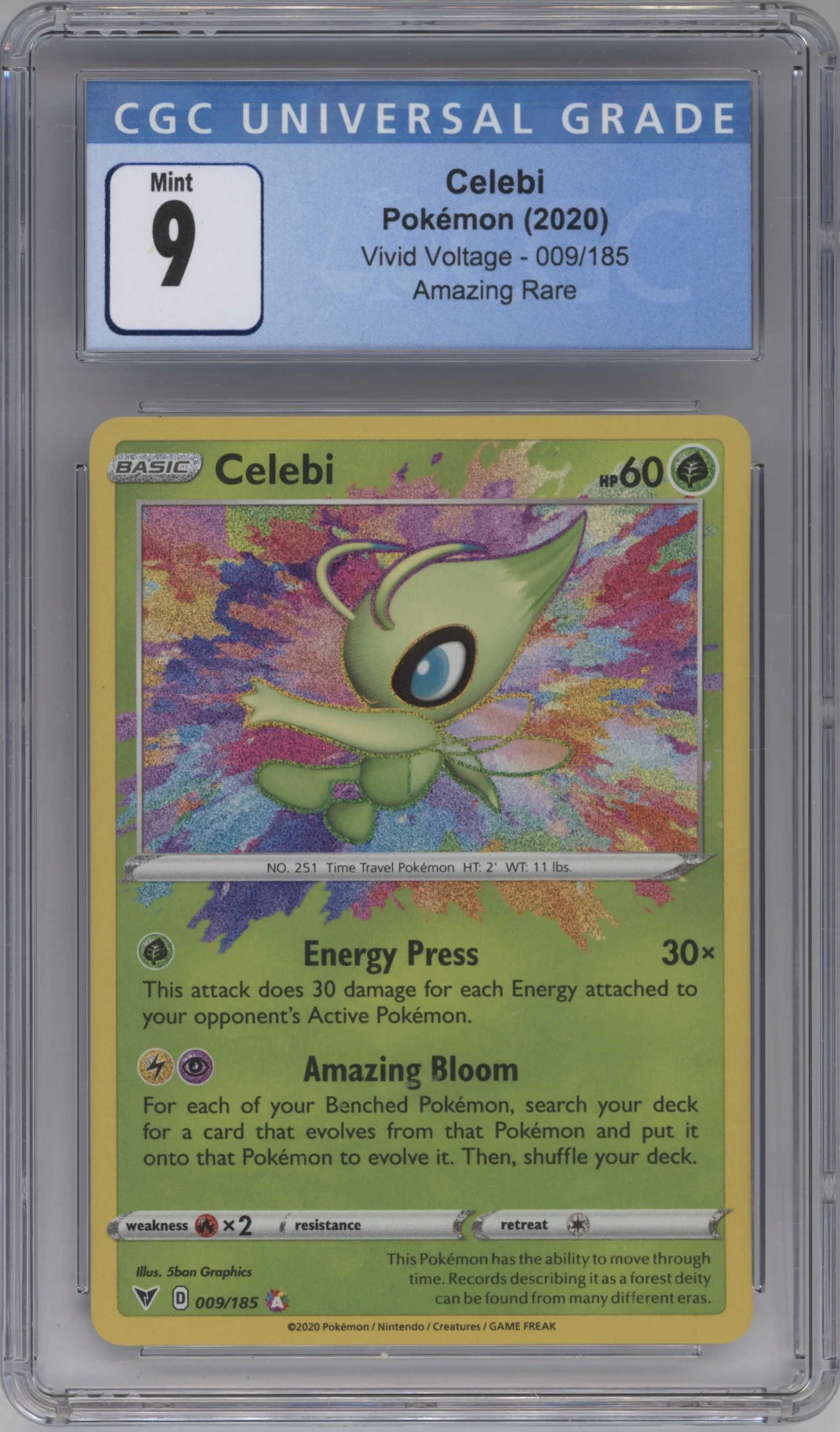 2020 Pokemon SWSH Vivid Voltage Celebi #009 CGC 9