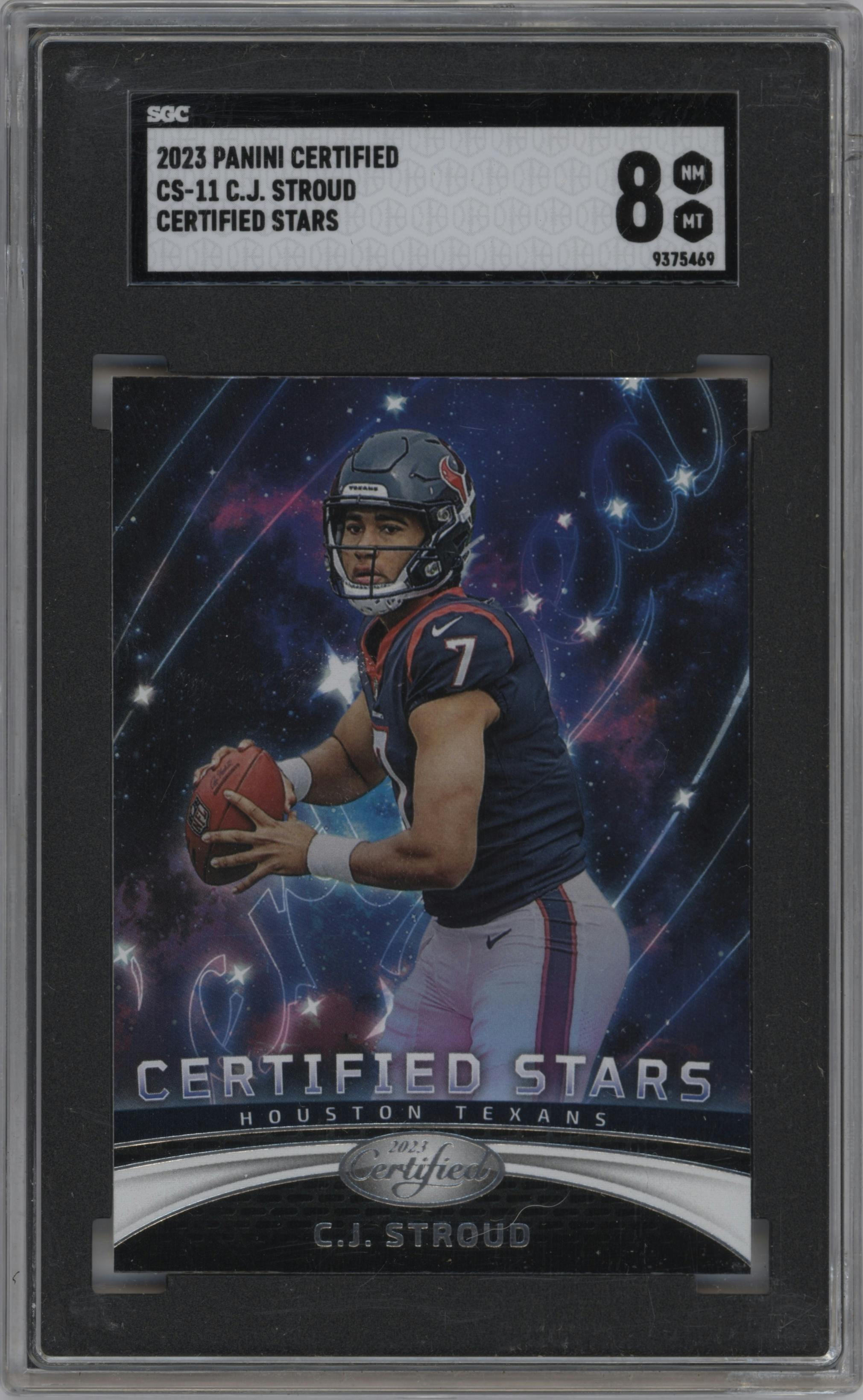 C.J. Stroud from the 2023 Panini Certified set graded by SGC and given an overall grade of 8.