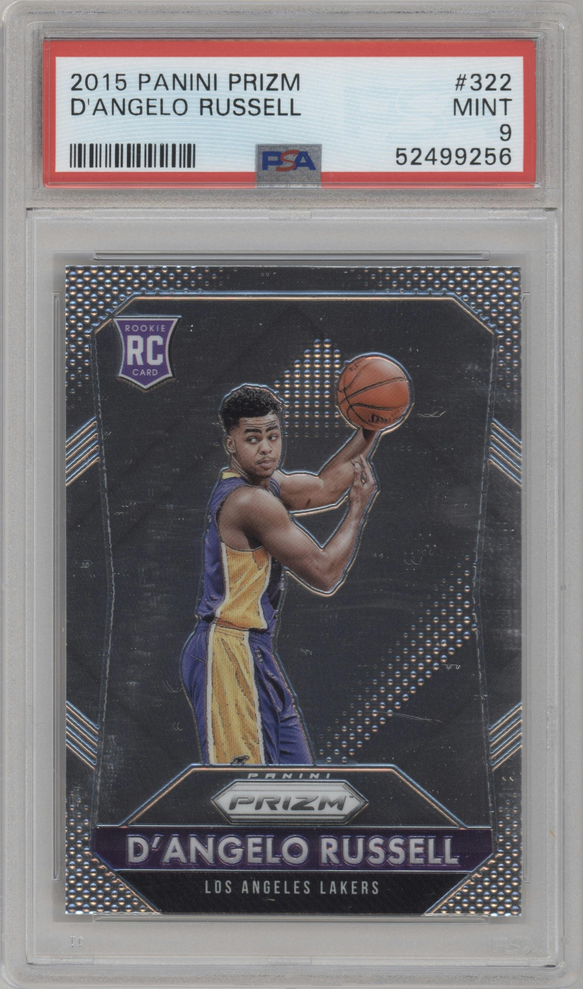 D'Angelo Russell from the 2015-16 Panini Prizm  set graded by PSA and given an overall grade of 9.