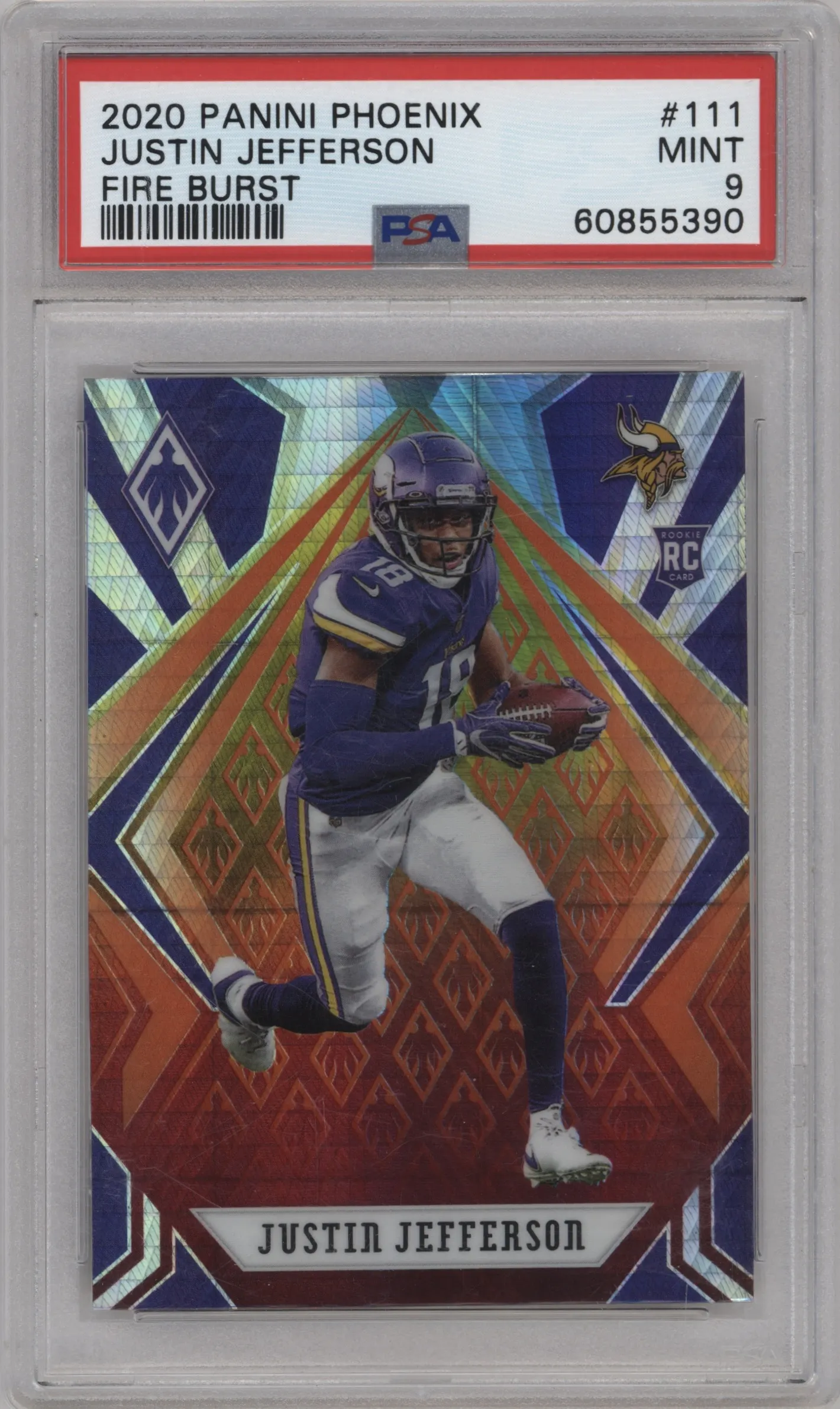 2020 Panini Phoenix Justin Jefferson Fire Burst PSA 9