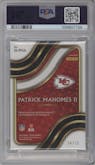 Patrick Mahomes II from the 2020 Panini Select set featuring a White Prizm parallel graded by PSA and given an overall grade of 9.