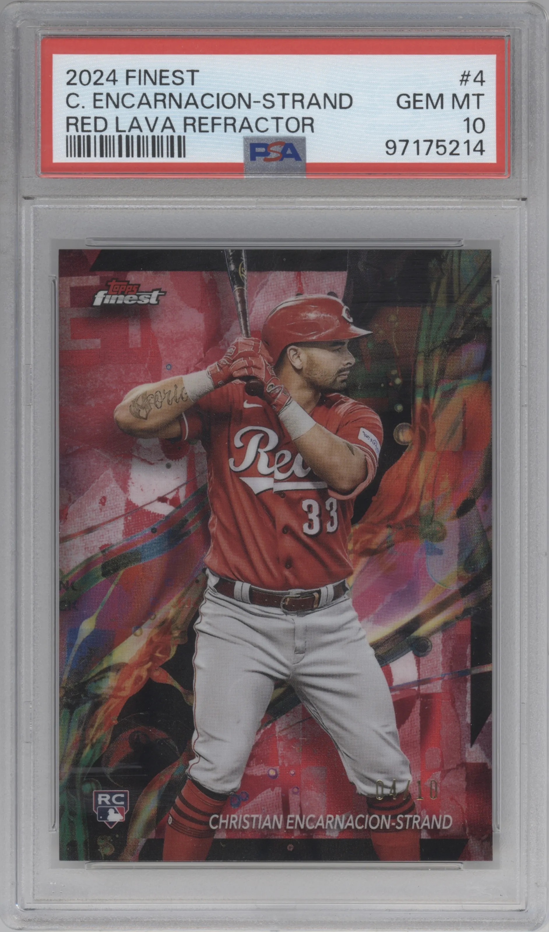 2024 Topps Finest Christian Encarnacion-Strand Red Lava Refractor PSA 10
