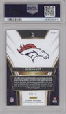 Noah Fant from the 2018 Panini Select set featuring a Tie-Dye Prizm parallel graded by PSA and given an overall grade of 10.