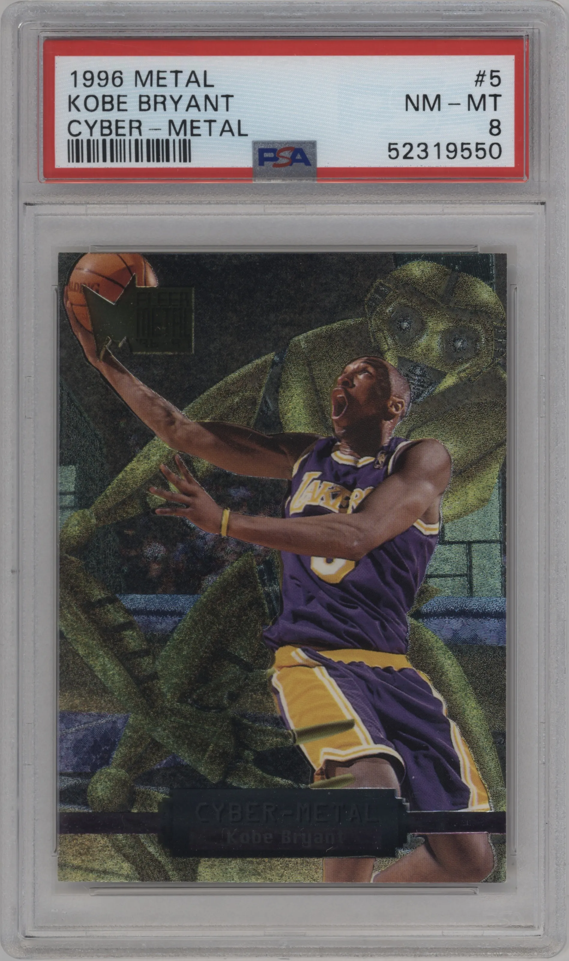1996 Fleer Metal Cyber-Metal Kobe Bryant PSA 8