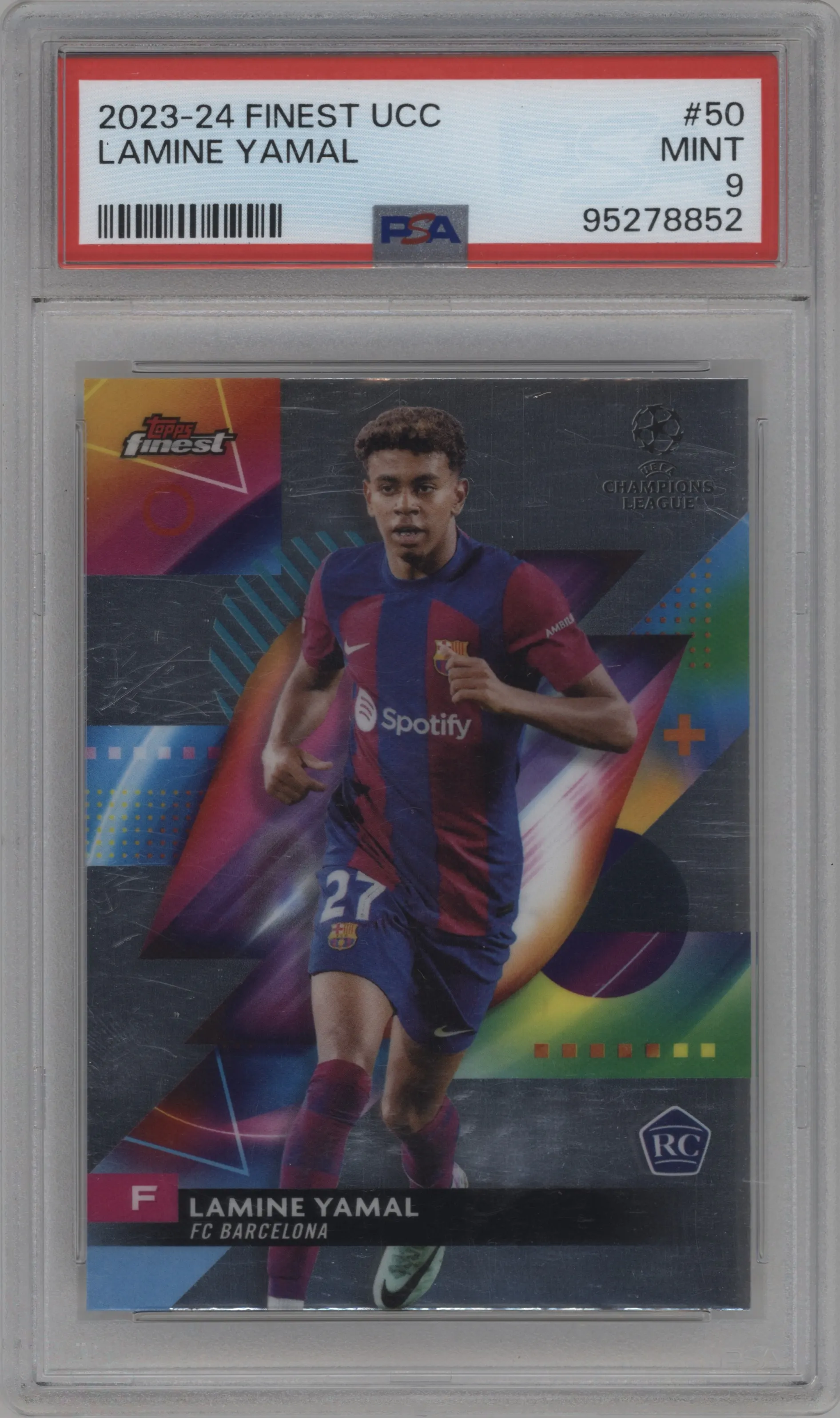 2023 Topps Finest UEFA Club Competitions Lamine Yamal PSA 9