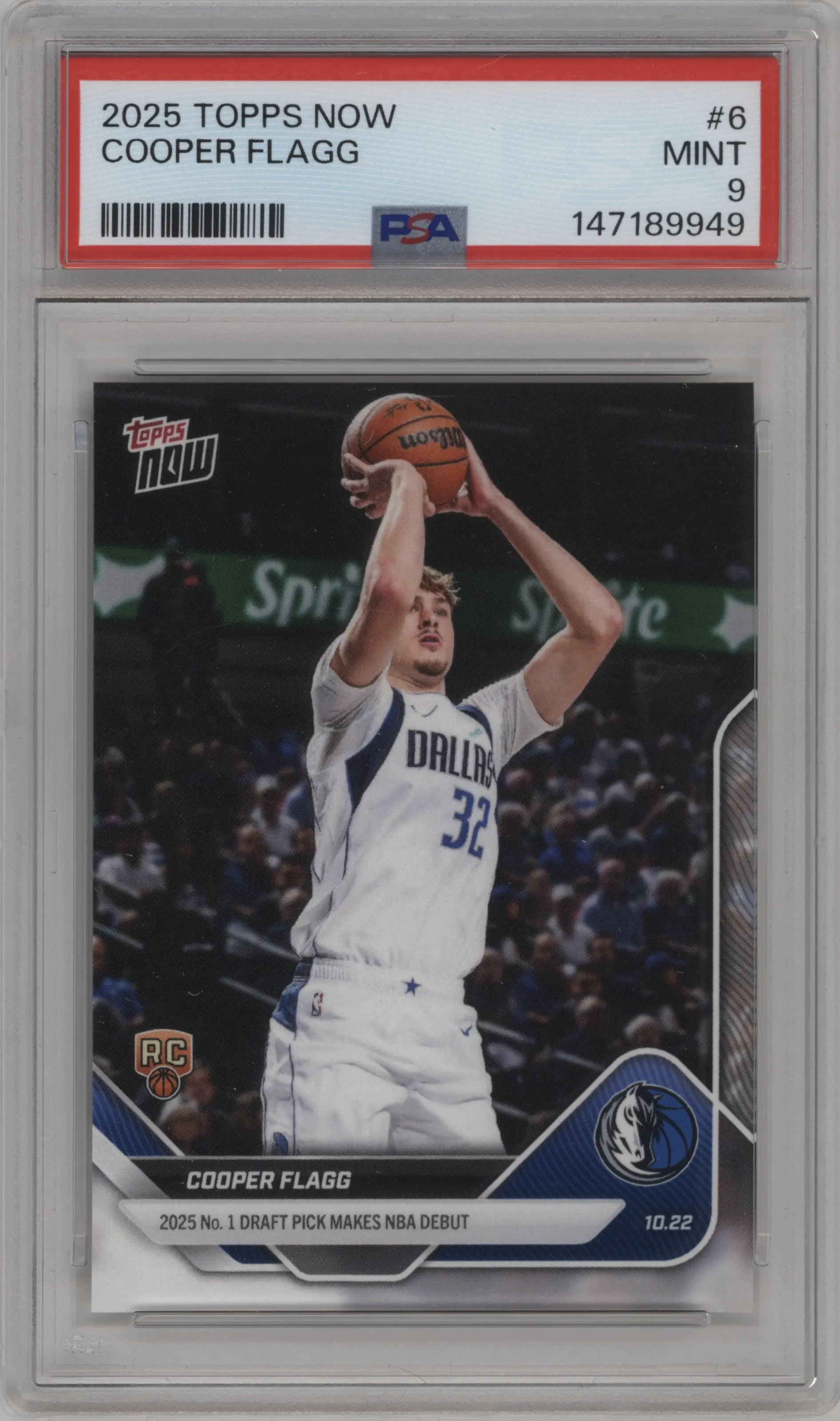 2025 Topps Now Cooper Flagg PSA 9