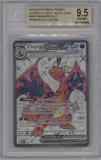 Charizard ex from the 2023 Pokemon SV set featuring a Charizard ex Premium Collection parallel graded by Beckett and given an overall grade of 9.5.