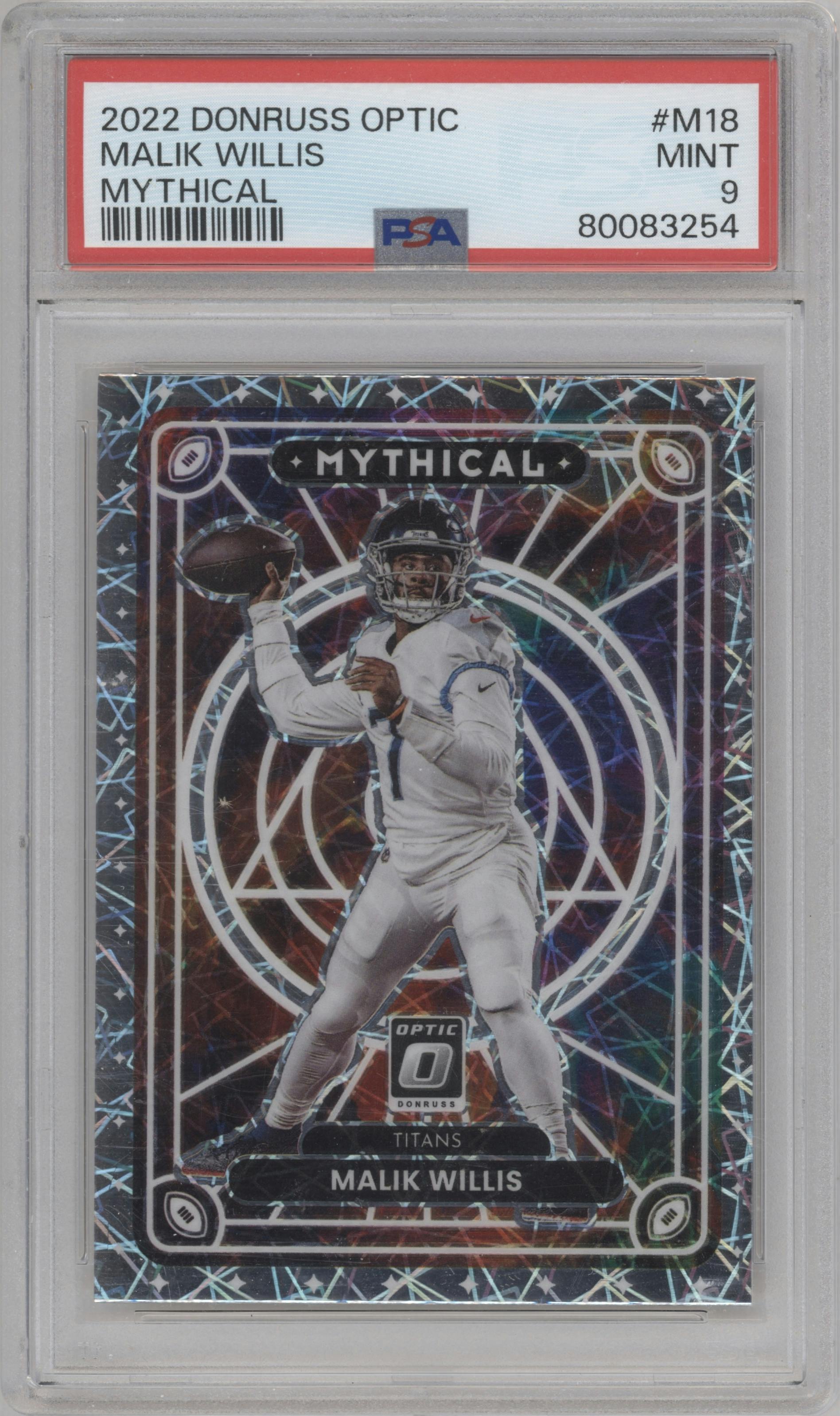 Malik Willis from the 2022 Panini Donruss Optic set graded by PSA and given an overall grade of 9.