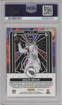 Malik Willis from the 2022 Panini Donruss Optic set graded by PSA and given an overall grade of 9.