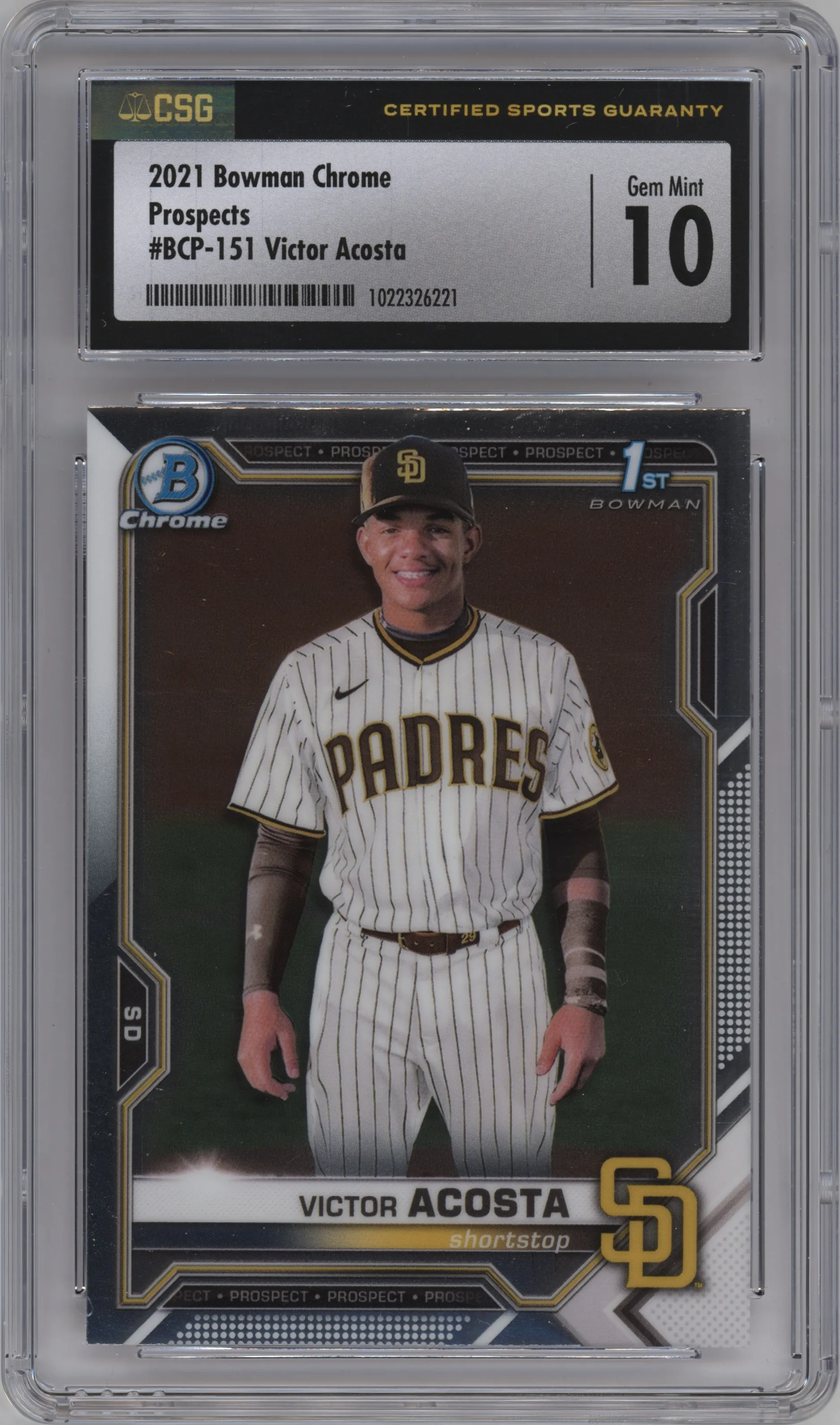 2021 Bowman Chrome Prospects Victor Acosta #BCP-151 CGC 10