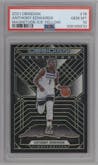 Anthony Edwards from the 2021-22 Panini Obsidian set featuring a Electric Etch Yellow parallel graded by PSA and given an overall grade of 10.