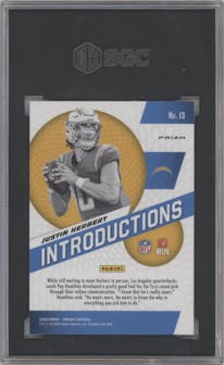 Justin Herbert from the 2020 Panini Mosaic set featuring a Mosaic parallel graded by SGC and given an overall grade of 10.