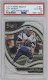 Tom Brady from the 2020 Panini Select set featuring a Die-Cut White parallel graded by PSA and given an overall grade of 10.