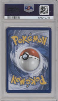 Blastoise from the 2021 Pokemon SWSH set featuring a Base Set parallel graded by PSA and given an overall grade of 9.