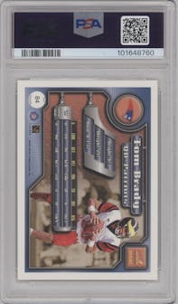 Tom Brady from the 2000 Pacific Aurora set graded by PSA and given an overall grade of 8.