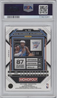 Shai Gilgeous-Alexander from the 2022-23 Panini Prizm Monopoly set featuring a Red Prizm parallel graded by PSA and given an overall grade of 10.