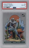 Terrell Owens from the 2024 Donruss set graded by PSA and given an overall grade of 8.