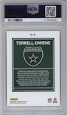 Terrell Owens from the 2024 Donruss set graded by PSA and given an overall grade of 8.