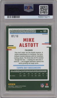 Mike Alstott from the 2023 Donruss Optic set featuring a Gold  parallel graded by PSA and given an overall grade of 10.