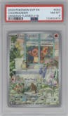 Charmander from the 2023 Pokemon SV set featuring a Obsidian Flames ETB parallel graded by PSA and given an overall grade of 8.