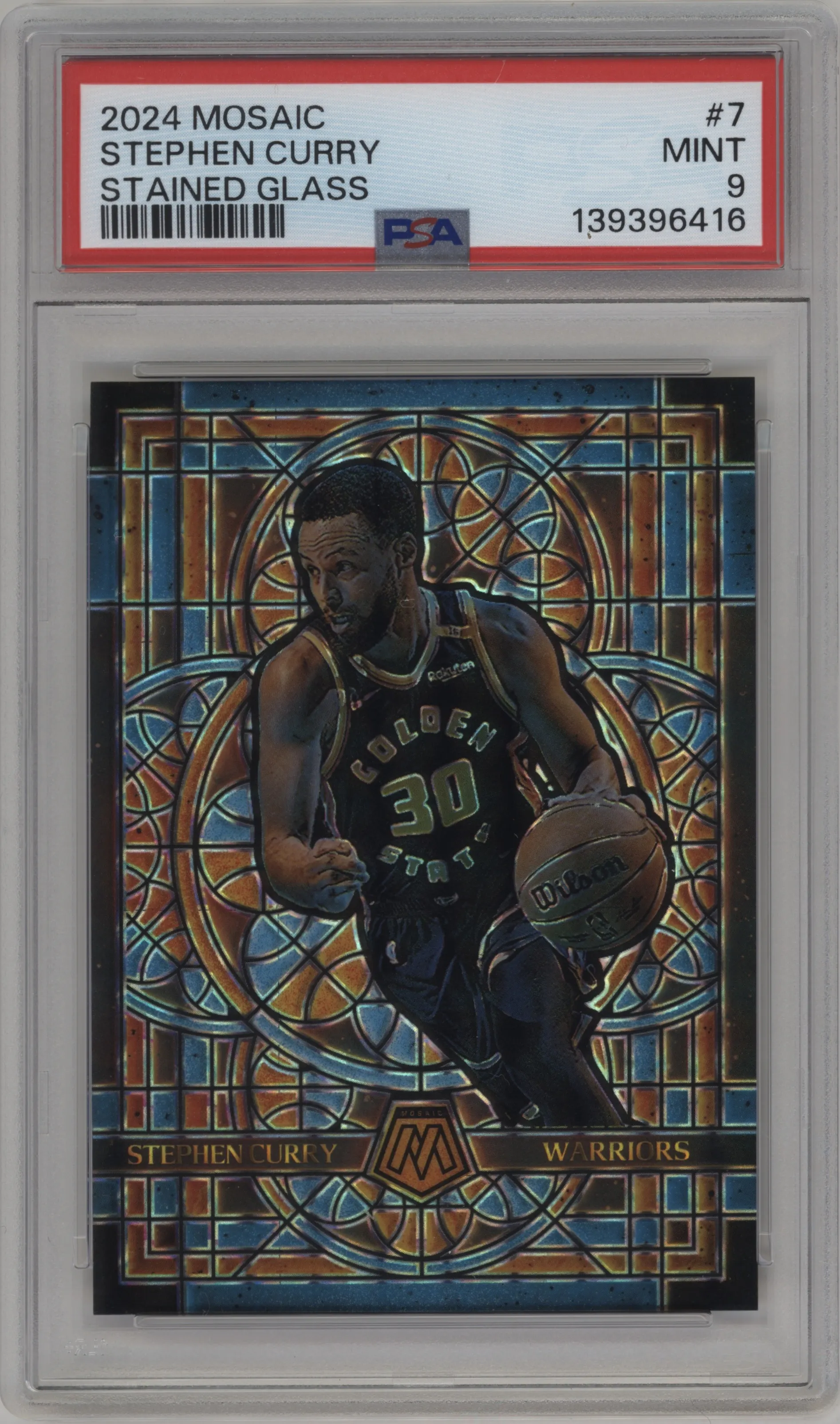 2024 Panini Mosaic Stained Glass Stephen Curry #7 PSA 9
