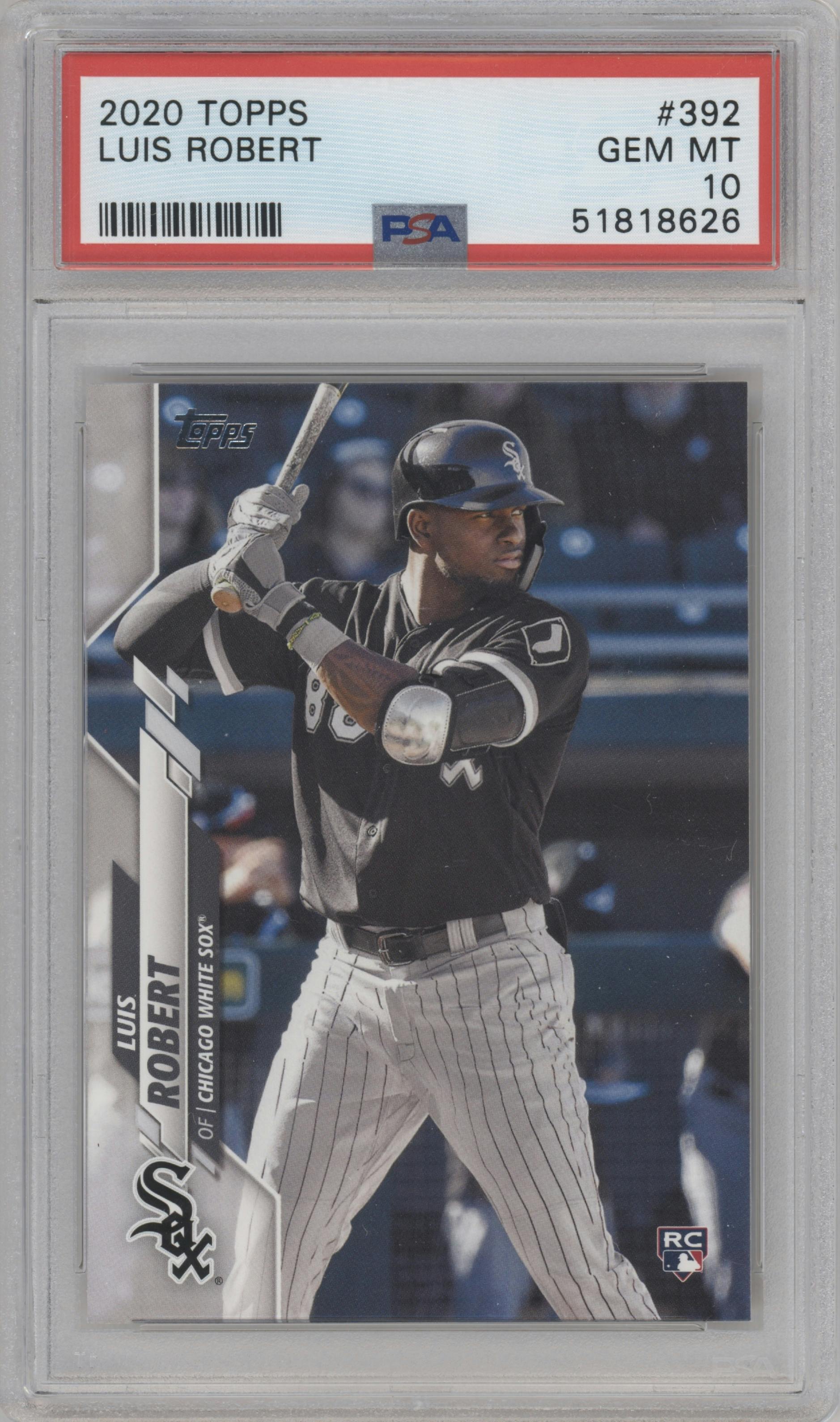 Luis Robert from the 2020 Topps Series 2 set graded by PSA and given an overall grade of 10.
