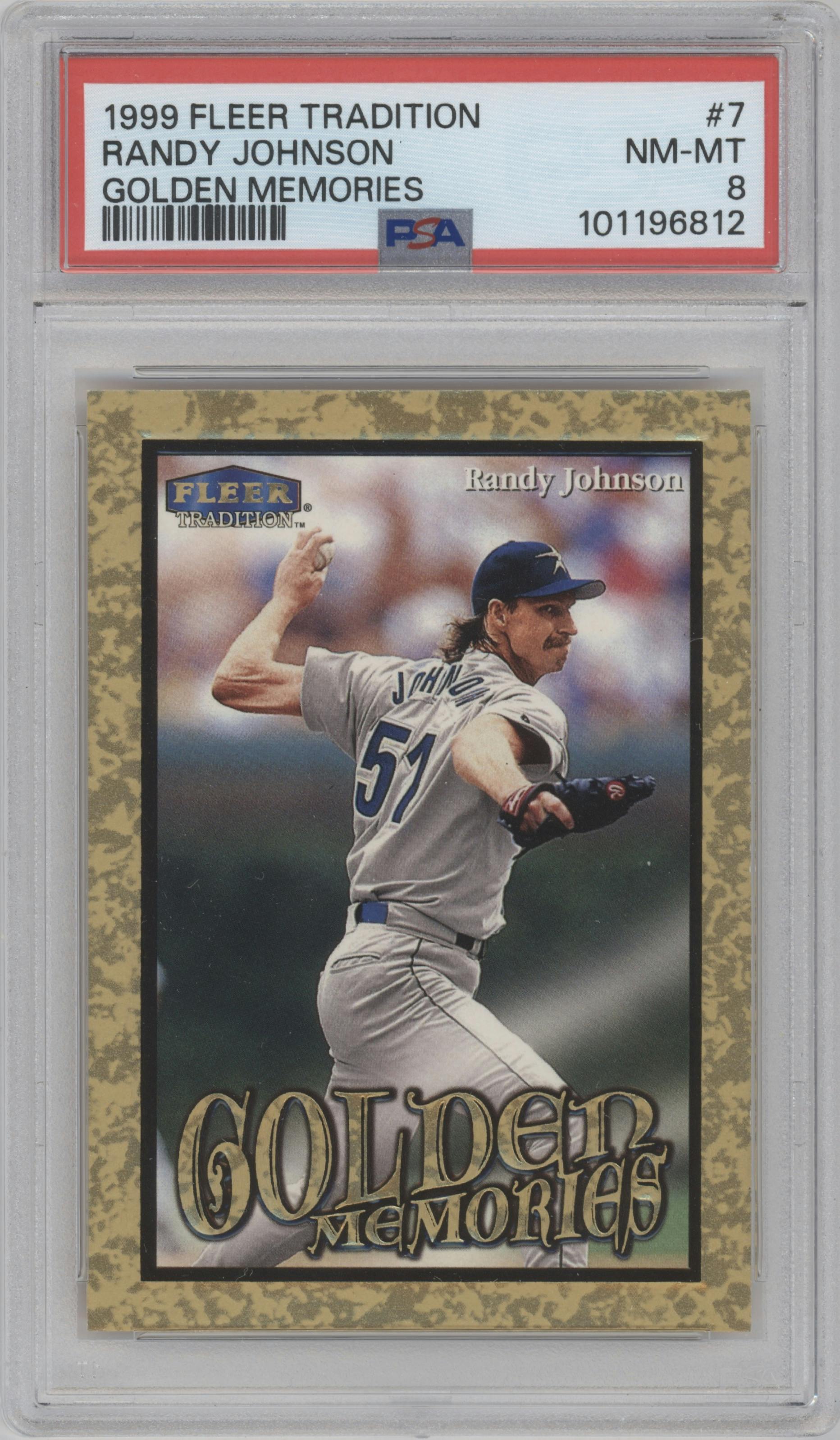 Randy Johnson from the 1999 Fleer Tradition set graded by PSA and given an overall grade of 8.