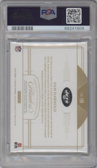Sam Darnold from the 2018 Panini Flawless set featuring a Sapphire parallel graded by PSA and given an overall grade of 10.