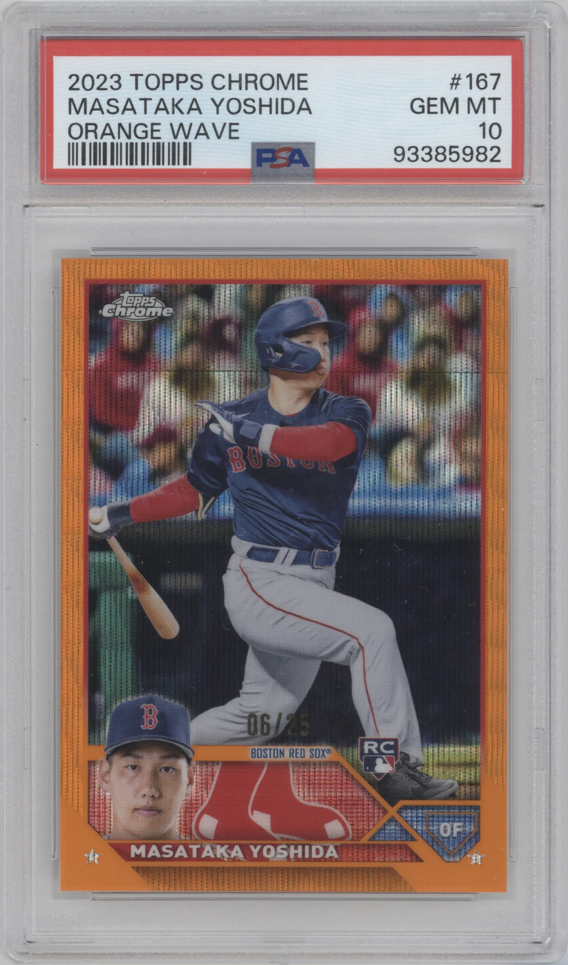 2023 Topps Chrome Masataka Yoshida Orange Wave Refractor #167 PSA 10