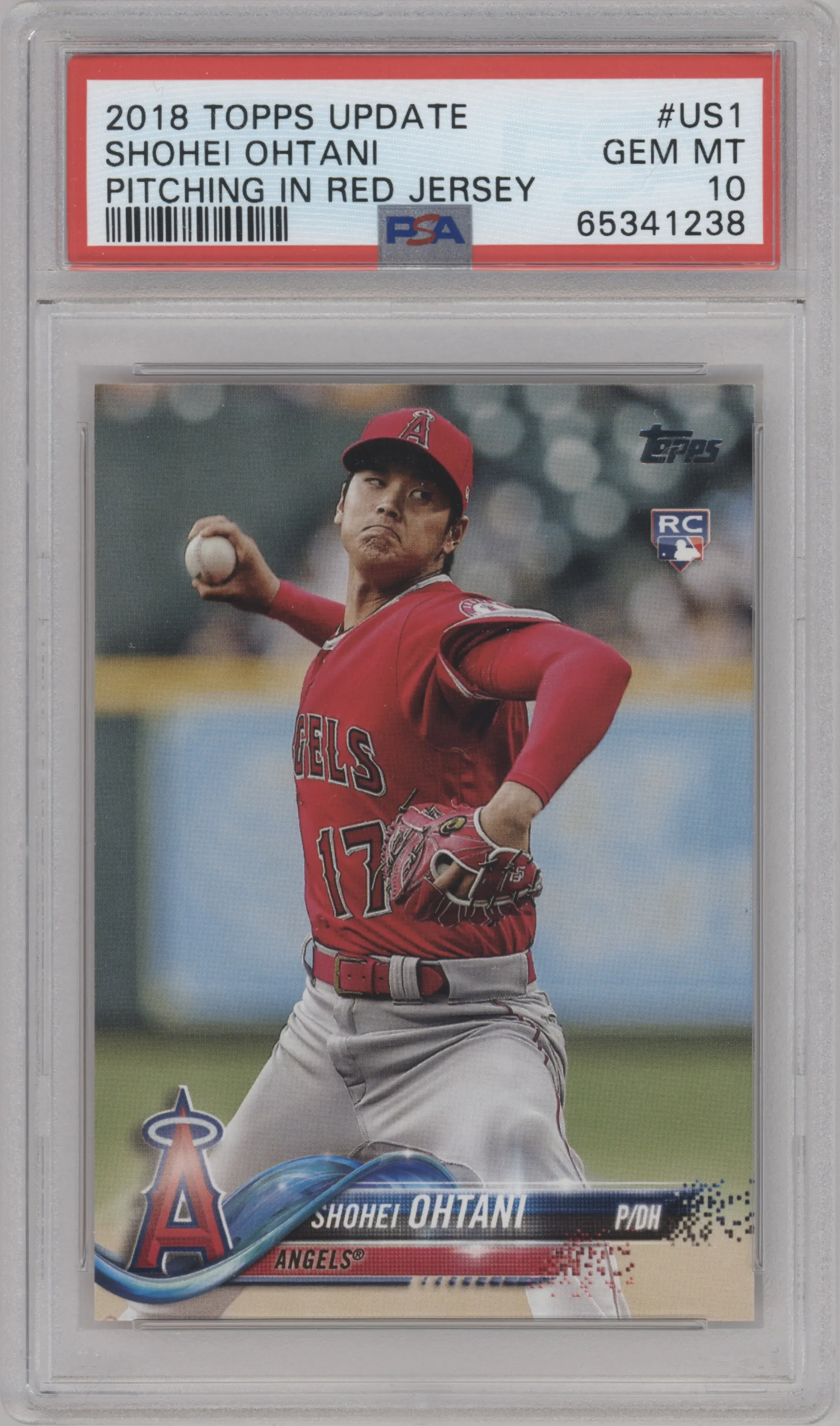 Shohei Ohtani from the 2018 Topps Update set graded by PSA and given an overall grade of 10.