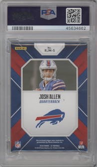 Josh Allen from the 2018 Panini XR set featuring a Super Prime parallel graded by PSA and given an overall grade of 8.