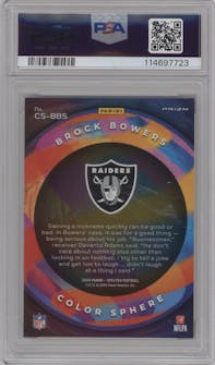 Brock Bowers from the 2024 Panini Spectra set graded by PSA and given an overall grade of 9.