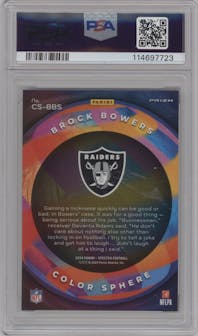 Brock Bowers from the 2024 Panini Spectra set graded by PSA and given an overall grade of 9.