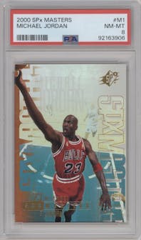 Michael Jordan from the 2000-01 UD SPX set graded by PSA and given an overall grade of 8.
