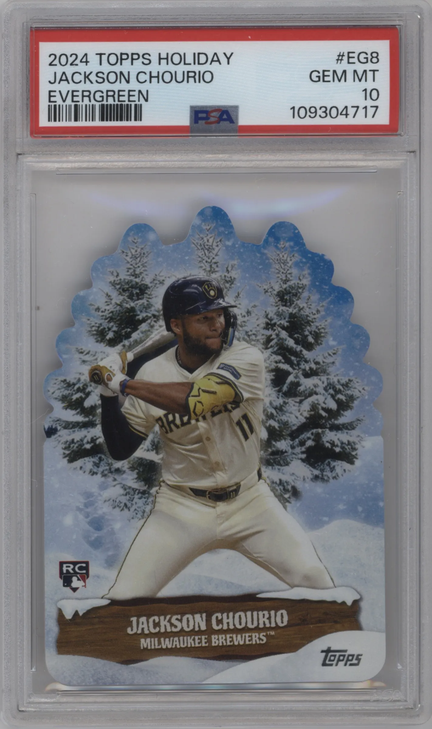 2024 Topps Holiday Evergreen Die-Cut Jackson Chourio PSA 10