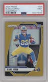 Blake Corum from the 2024 Panini Prizm set featuring a Gold Prizm parallel graded by PSA and given an overall grade of 9.