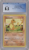 Charmander from the 1999 Pokemon set graded by CSG and given an overall grade of 8.5.